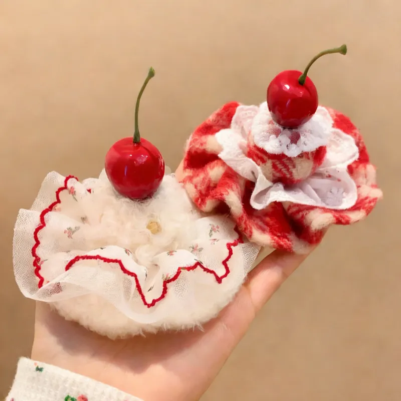 Korean Style Cherry Cake Side Hair Clip – Sweet Lolita Mini Hat with Clips, Kawaii Christmas New Year Hair Accessory & Photoshoot Prop for Girls
